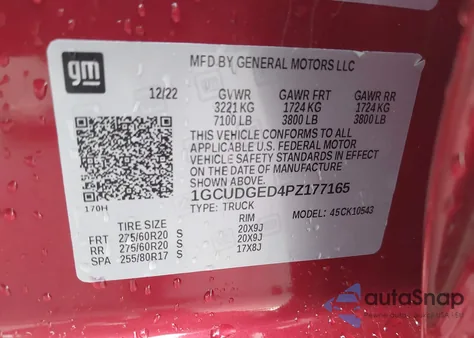 2023 Chevrolet Silverado 4Wd Short Bed Ltz from USA, damaged, VIN 1GCUDGED4PZ177165